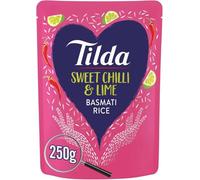 Tilda Basmati Rice Variety Pack, 6 Flavours, 250g Each - Firecracker, Peri Peri, Sweet Chilli & Lime, Saag Aloo, Aromatic Masala, Wholegrain (Pack of 1, Sweet Chilli & Lime)