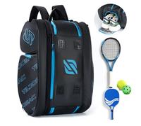 TILDOSAC Pickleball Bag - Large Paddle Padel Backpack for 4 Paddles & Accessories with Shoe Compartment (Black Blue)