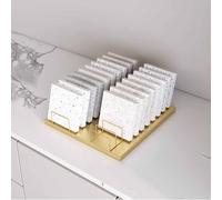 Tile Display Rack for Desktop, Glass and Quartz Stone Sample Shelf with Card Slots, Multi-layer Design for Trade Show Use