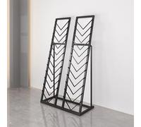 Tile Display Rack with V-Shaped Slots, Heavy Duty Carbon Steel Sample Holder for Flooring, Marble Slabs & Cabinet Doors, Anti-Tip Trapezoidal Base Stand for Showroom(Black,Double Row30cm/11.8in)