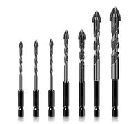 Tile Drill Bit Set 7 Pcs (3-12mm), Tungsten Carbide Tip Cross Drill Bits, Suitable for Tile, Brick, Glass, Ceramic, Mirror, Plastic, Wood, Cement, Concrete, Multi-Material Professional Drill Bit Set