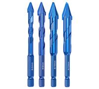Tile Drill Bits Set, Skewed Head Drill Bit Set 6/8/10/12mm High-Hardness Skew Head Eccentric Drill Bit Hexagonal Shank Oblique Head Eccentric Drill Bit for Glass Tile Wood