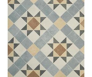 Tile Effect Vinyl Flooring Roll Beige & Grey Victorian Felt Back Lino Flooring for Kitchens, Bathrooms and Hallways 2m 3m Width 2m To 7m Length (Barlow, 2m x 2m)