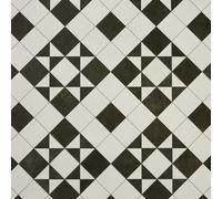 Tile Effect Vinyl Flooring Roll Black & White Victorian Felt Back Lino Flooring for Kitchens, Bathrooms and Hallways 2m 3m Width 2m To 7m Length (Brunel, Sample)