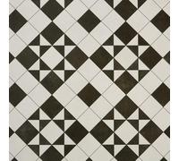 Tile Effect Vinyl Flooring Roll Black & White Victorian Felt Back Lino Flooring for Kitchens, Bathrooms and Hallways 2m 3m Width 2m To 7m Length (Brunel, 3m x 2m)