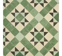 Tile Effect Vinyl Flooring Roll Green Victorian Felt Back Lino Flooring for Kitchens, Bathrooms and Hallways 2m 3m Width 2m To 7m Length (Atkinson, 5m x 2m)