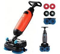Tile Floor Scrubber Machine with Wide Cleaning Path and Water Recovery System, Battery Powered Cleaner for Kitchens Hallways Lobbies and Work Areas(Orange)