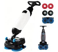 Tile Floor Scrubber Machine with Wide Cleaning Path and Water Recovery System, Battery Powered Cleaner for Kitchens Hallways Lobbies and Work Areas(White)