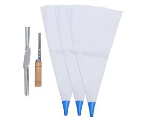 Tile Grout Masonry Mortar Bag Set, PVC Stainless Steel Wood, 3 Bags 1 Brick Jointer 1 Tuck Pointer, Reusable Bag Piping, Ideal For Grouting Stone Bricks Floor Tiles Mortar