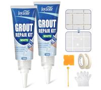 Tile Grout Repair Kit, 2 Pack Grout Reviver, Fast Drying Grout Pen White, Renew Tile Joints Line, Grout Whitener for Bath, Shower, Kitchen Tile Floor and Wall(White, 100g*2)