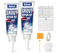 Tile Grout Repair Kit, 2 Pack White Grout Reviver with Tool, Fast Drying Tile Grout Sealer, White Grout for Bath, Shower, Kitchen Floor and Wall,Restore and Renew Joints Line, Waterproof, Grout Pen