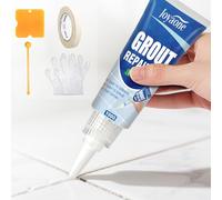 Tile Grout Repair Kit, White Grout 100g, Fast Drying Waterproof Grout Filler Tube, No Mix Tile Joint Repair Paste with Scraper, White Grout Pen for Bathroom, Kitchen, Shower, Floor and Wall Tiles