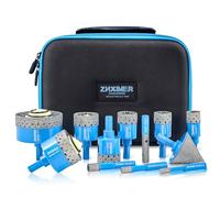 Tile Hole Cutter Set, ZNXIMER Diamond Drill Bits, 12pcs Tile Drill Bits Set 6mm-65mm for Glass, Porcelain, Ceramic, Tiles, Granite, Marble, Stone and More Drilling