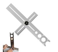Tile Hole Locator, Stainless Steel Measuring Template, 60x30cm/23.62x11.81 Inches with 300mm Range, Guide Sizes Silver for Wall Outlets Faucets Water Heater Pipes Bathroom Installation