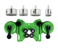 Tile Hole Saw Guide Jig Fixture, Adjustable Portable Drill Guide for Ceramic Glass Porcelain Marble, with 2 Suction Cups, Resistant Plastic (Locator with 4 Drill Bits)