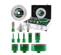 Tile Hole Saw Kit 12pcs- KURSTOL 6/8/10/25/35/50/68/110mm Diamond Core Drill Bits+20mm Finger Bit+50mm Chamfer Bit+125mm Diamond Saw Blade+Adapter for Tile Porcelain Ceramic Granite Marble