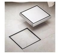 Tile Insert Floor Drain Black, 4in Square Shower Drain with Hair Strainer & Reversible Cover, Removable Embedded Drain for Bathroom Balcony Kitchen