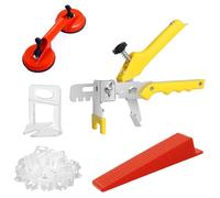 Tile Leveler Tool Set with Tile Plier - 400-Piece Tile Spacers Clips and 100-Piece red Reusable Wedges, 1 red Double-head suction cup for Tile and Stone Installation