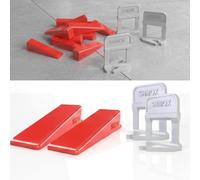 Tile Leveling System,200 pcs 4mm Tile Spacers with 100pcs Reusable Wedges, Tile Tools and Accessories for Wall and Floor Tile Leveling System 4mm