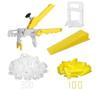 Tile Leveling System with Tile Plier - 300-Piece Tile Spacers Clips and 100-Piece Reusable Wedges - Tile Tools Set for Stone Installation (1/16 Inch Tile Spacers)