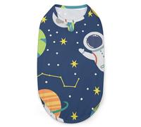 Tile Pattern Universe Space Cute Astronaut Planet Full Moon Dog Shirts Summer Pet T Shirts Soft Sleeveless Tank Top Pet Clothes for Small Puppy and Cats L