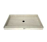Tile Redi USA P3660C-PVC-MB Redi Base Shower Pan, 60" W x 36" D, Center Round Matte Black Drain Plate