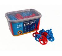 Tile Rite Reusable Mixed Colour Spin Caps (200 Pack - 100 Red + 100 Blue) - Anti-Lippage Tile Levelling Multi-Day Trade Caps