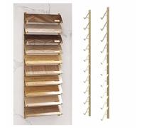 Tile Sample Display Rack, Wall-Mounted Organizer Shelf for Retail/Trade Shows, Multi-Layer Storage Stand, Marble Slab Holder, 20.5x140cm, Gold Finish