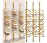 Tile Sample Display Stand,Large Ceramic Stone Display Shelf - Space-Saving Wall-Mounted Rack for 11-Layer Marble/Porcelain Samples, Stylish Black Gold Design, Perfect for Exhibition Halls a