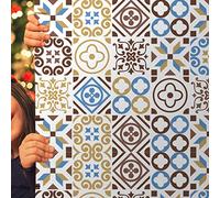 Tile Stickers 10cm x 10cm Brown Blue Stick on Tiles Kitchen Splashback Peel and Stick Floor Tiles 3D Self Adhesive Kitchen Wall Tile Stickers DIY Art Home Decorations（20 Pcs）
