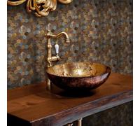 Tile Stickers 10x10cm Hexagonal Retro Gold Stick on Tiles Self Adhesive Wall Tiles Peel and Stick Kitchen Tile Stickers Tile Stickers for Bathroom Waterproof Stick on Wall Tiles (25 Pcs)