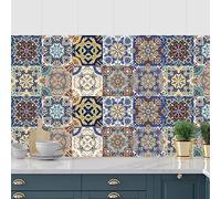 Tile Stickers 10X10CM Patterned Stick on Tiles PVC Self Adhesive Wall Tiles Waterproof Bathroom Tile Stickers Oil Proof Kitchen Tile Stickers DIY Peel and Stick Floor Tiles(10PC)