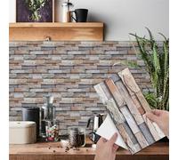 Tile Stickers 14X28 CM Red Brick Stick on Tiles Kitchen Splashback Peel and Stick Floor Tiles 3D Self Adhesive Kitchen Wall Tile Stickers DIY Art Home Decorations