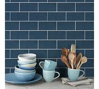 Tile Stickers 15Cm X 30Cm Navy Blue Kitchen for Bathroom Stick on Wall Tiles Backsplash Self-Adhesive Vinyl Home Decoration, Rectangle