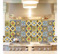 Tile Stickers 15x15 cm Blue Yellow Sunflowers Stick on Tiles Waterproof PVC Self Adhesive Tiles Decorate Stick on Tiles Kitchen Tile Stickers for Bathroom Self Adhesive Wall Tiles 10 Pcs