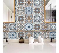 Tile Stickers 15x15 cm Brown Blue Morocco Self Adhesive Wall Tiles Waterproof Stick on Tiles Bathroom Kitchen Tile Stickers Stick on Wall Tiles Decor Self Adhesive Tiles 5 Pcs
