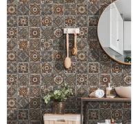 Tile Stickers 15X15 CM Brown Kitchen Tile Stickers for Bathroom Stick on Wall Tiles Backsplash for Kitchen Stick on Tiles Self-Adhesive Vinyl Home Decoration