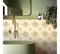 Tile Stickers 15x15 Cm Green Stars Stick on Tiles Kitchen Splashback Peel and Stick Floor Tiles 3D Self Adhesive Kitchen Wall Tile Stickers DIY Art Home Decorations