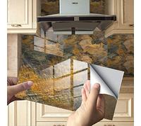 Tile Stickers 15x30 Cm Mustard Yellow Stick on Tiles Kitchen Splashback Peel and Stick Floor Tiles 3D Self Adhesive Kitchen Wall Tile Stickers DIY Art Home Decorations