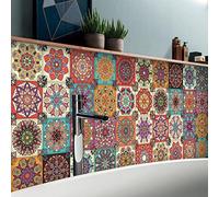 Tile Stickers 20cm x 20cm Bohemian Stick on Tiles Kitchen Splashback Peel and Stick Floor Tiles 3D Self Adhesive Kitchen Wall Tile Stickers DIY Art Home Decorations（20 Pcs）