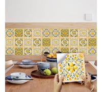Tile Stickers 20X20 CM Lemon Yellow Kitchen Tile Stickers for Bathroom Stick on Wall Tiles Backsplash for Kitchen Stick on Tiles Self-Adhesive Vinyl Home Decoration(10PCS)
