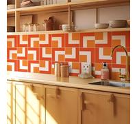 Tile Stickers 20X20 Cm Red Orange Tile Stickers for Kitchen and Bathroom,Stick On Wall Tiles, Wall Tiles Vinyl Home Decoration,Peel & Stick Self-Adhesive Splashback