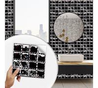 Tile Stickers 20x20cm Black Mosaic Stick on Tiles Vinyl Self Adhesive Wall Tiles Oil-Proof Tile Stickers for Kitchen Tile Stickers for Bathroom Waterproof Stick on Wall Tiles (10 Pcs)