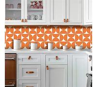 Tile Stickers 20x20cm Orange Stick on Tiles Self Adhesive Wall Tiles Peel and Stick Floor Tiles, Tile Stickers for Kitchen and Bathroom(12pcs)