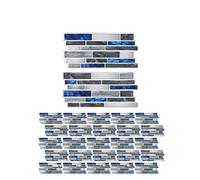 Tile Stickers 25PCS Blue Gray Crystal Marble Pattern 3D Effect Kitchen Wall Waterproof & Oil Resistant for Bathrooms and Kitchens