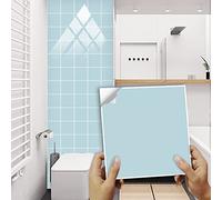 Tile Stickers Baby Blue Stick on Tiles PVC Self Adhesive Wall Tiles Durable Peel and Stick Floor Tiles Water Proof Stick on Wall Tiles Tile Stickers for Kitchen Bathroom 10x10cm/10 Pcs