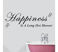 Tile Stickers, Bathroom Wall Art Sticker Happiness is a Long Hot Shower Wall Sticker