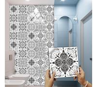 Tile Stickers Black and White Mandala Stick On Tiles,Self Adhesive Wall Tiles for Kitchen Bathroom,Vinyl Peel and Stick Wall Tiles,Stick On Wall Tiles Waterproof Oilproof 10 PC(10x10cm)