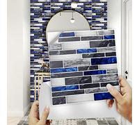 Tile Stickers Blue Mosaic Decorative Tile Stickers,Self Adhesive Wallpaper Peel and Stick on Wall Glass for Kitchen Bathroom Room Transformation Waterproof Oil-Proof 30PCS（30x30cm）