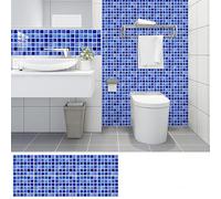 Tile Stickers Blue Mosaic Tiles DIY Stick On Wall, Peel and Stick Style Decals,Fireplace,Kitchen Bathroom Vinyle Tile Stickers Transfers Printed,Waterproof,Removable 20X20Cm*10Pcs